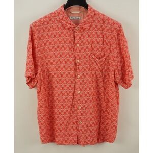 Tommy Bahama Lenzing Viscose Palm Tree Hawaiian Shirt Men's XL Red Textured